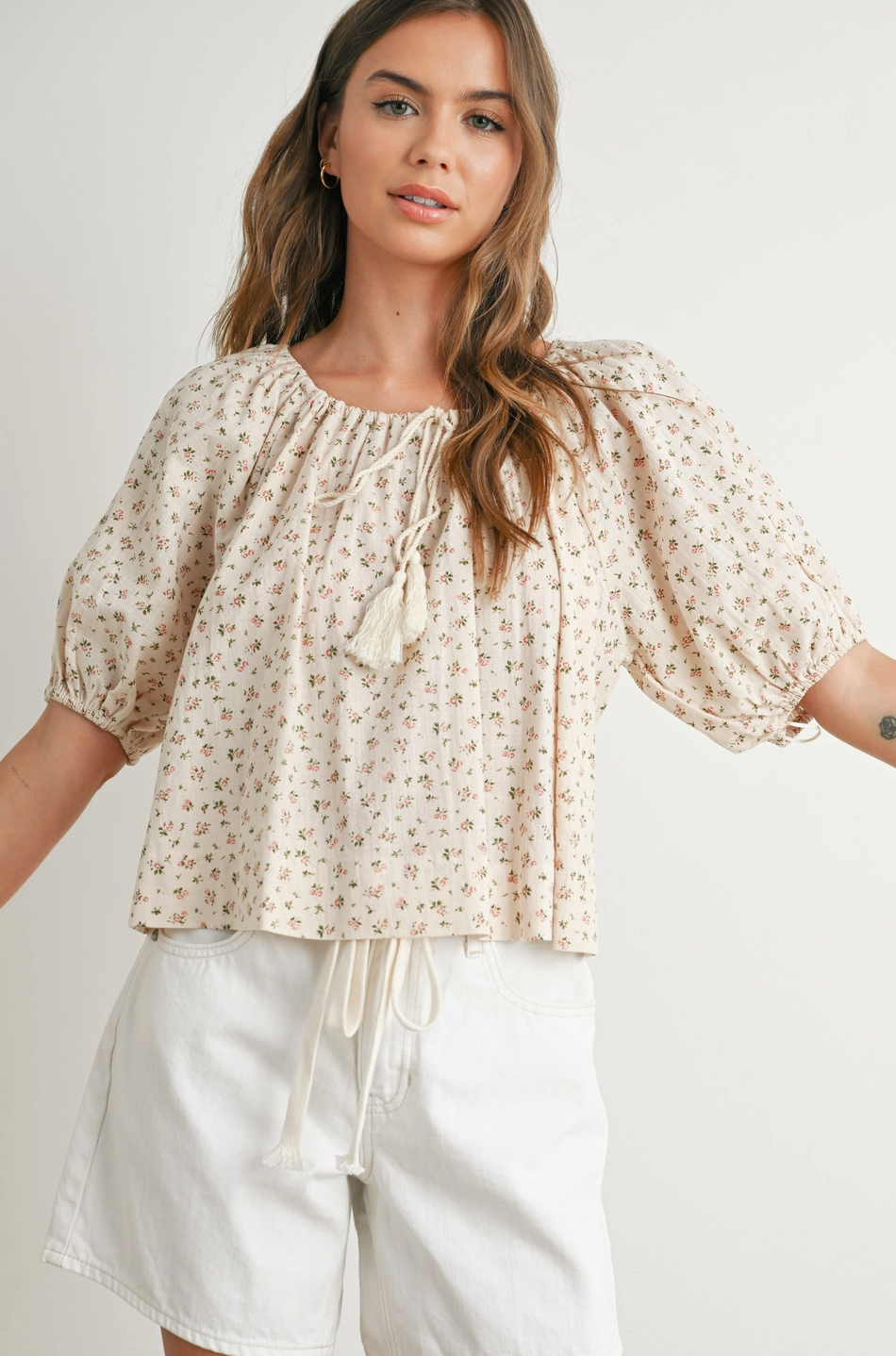 Dusty Floral Puff Sleeve Top