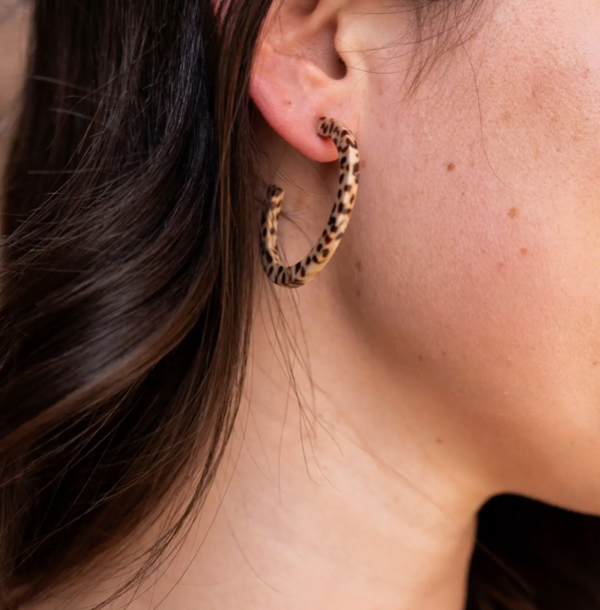 Brown Dot Hoop Earrings