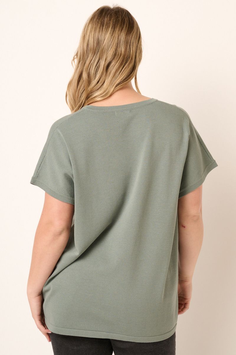 Light Teal V-Neck Top