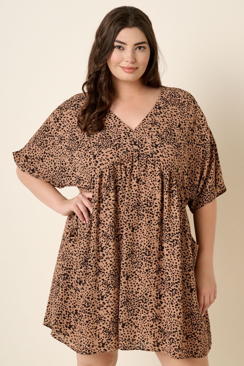 Animal Print Babydoll Dress
