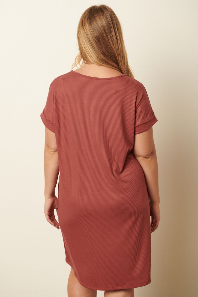 Ribbed Knit Tee Dress