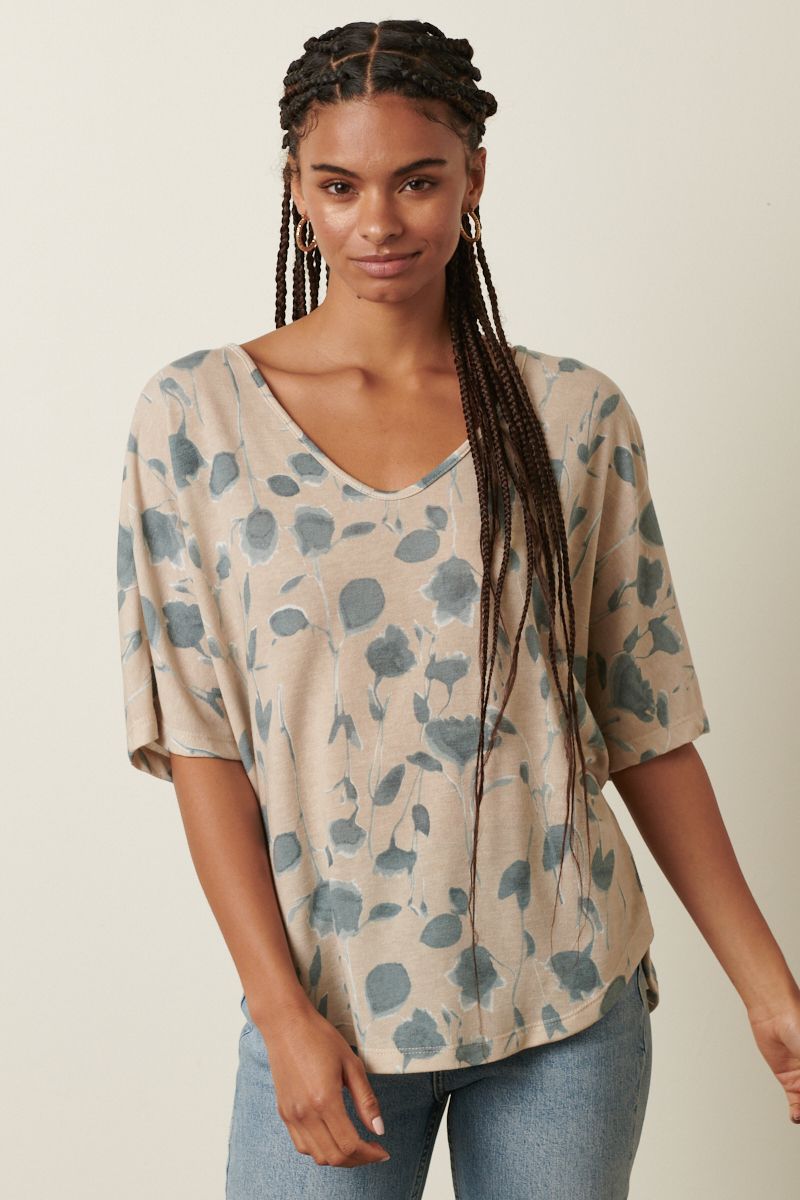 Flower Print Dolman Top