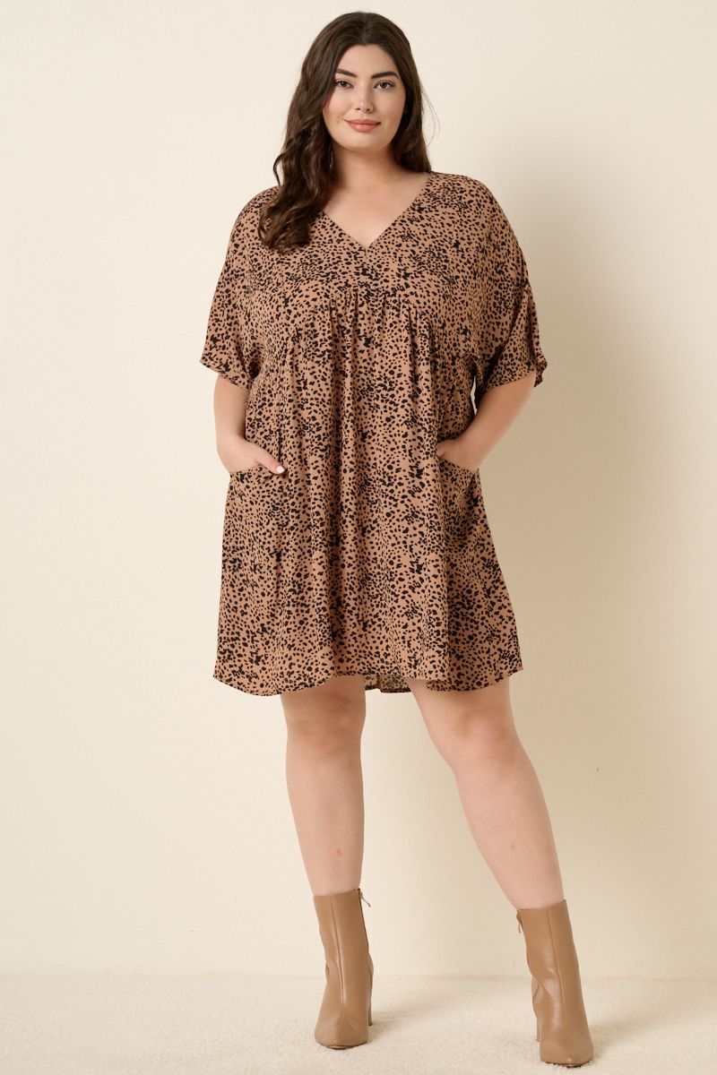 Animal Print Babydoll Dress