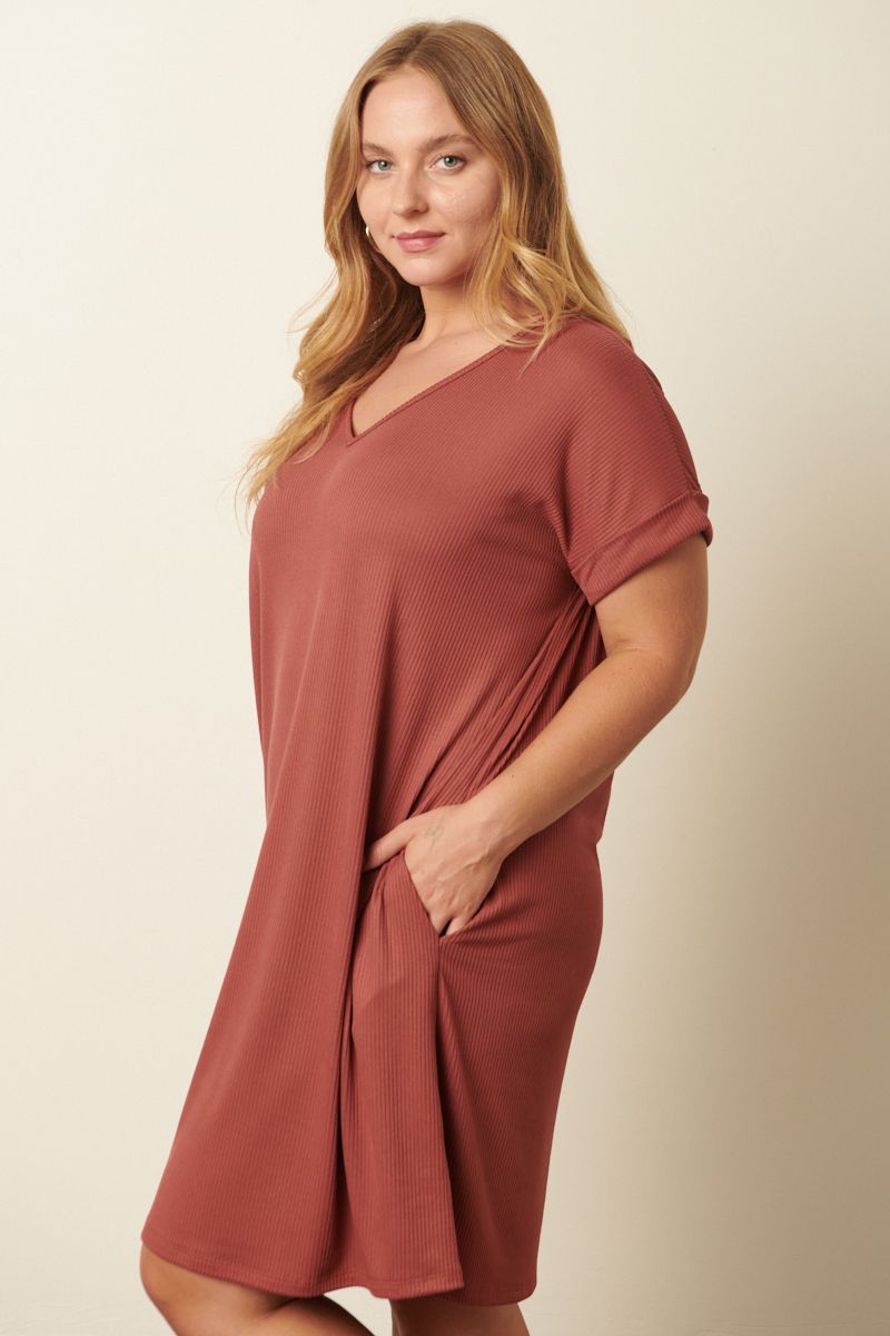 Ribbed Knit Tee Dress