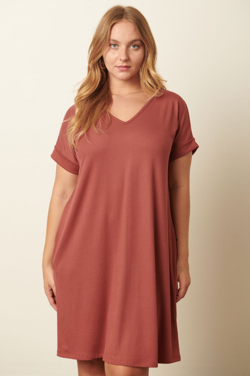Ribbed Knit Tee Dress