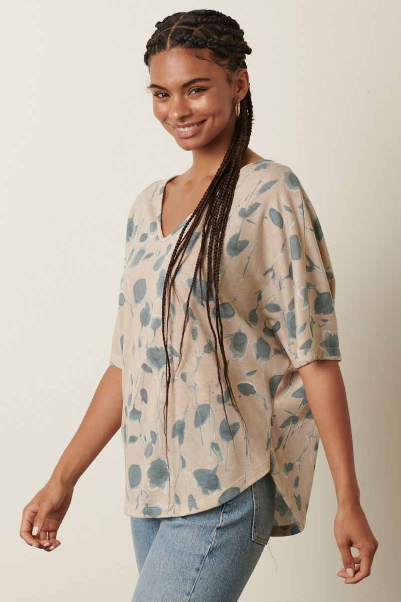 Flower Print Dolman Top