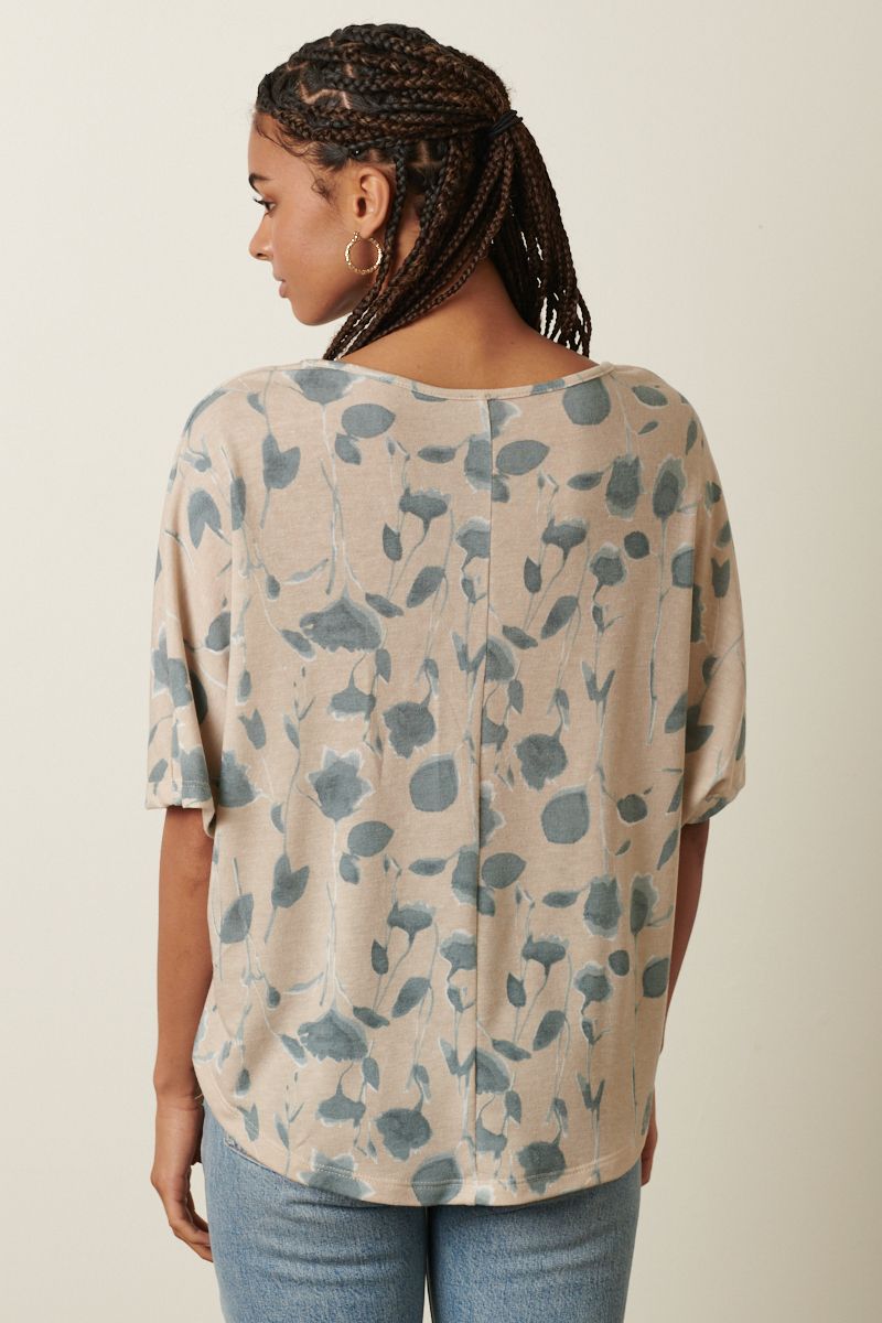 Flower Print Dolman Top