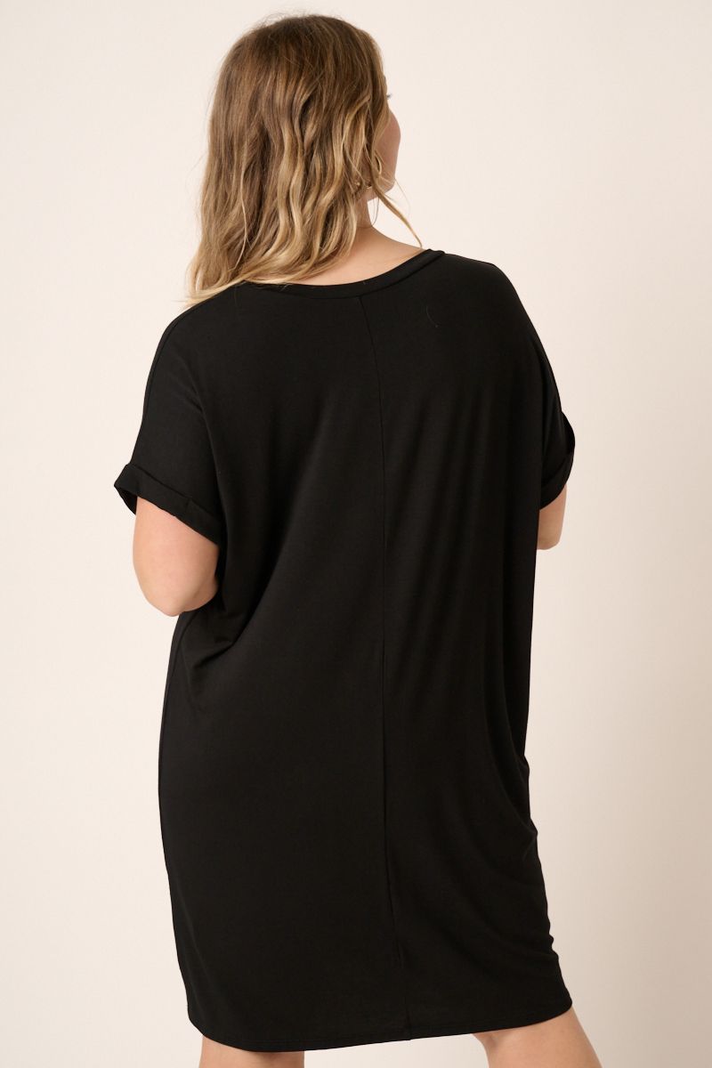 Basic Black V-Neck Dress