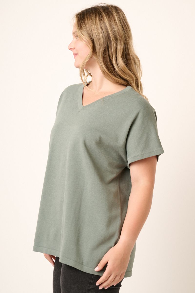Light Teal V-Neck Top