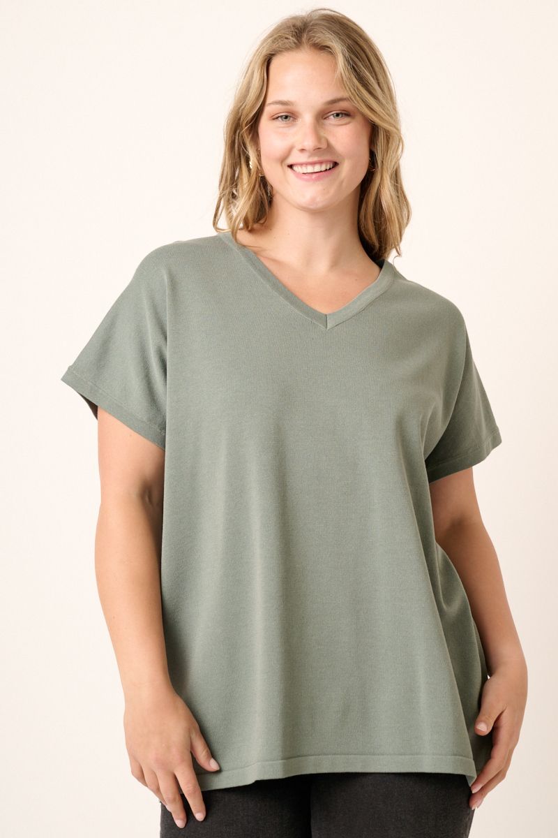 Light Teal V-Neck Top