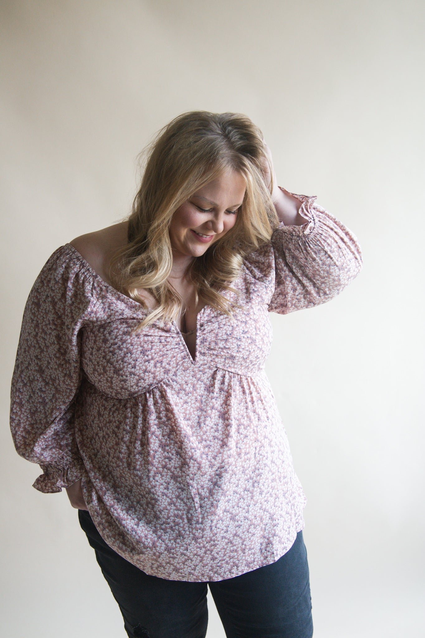 Floral Split Neck Blouse