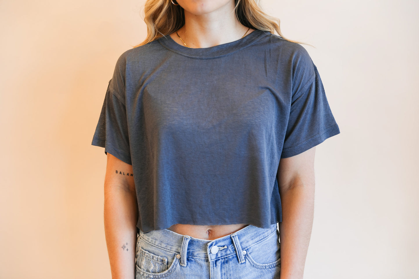 Cropped Raw Hem Tee (Multiple Colors)