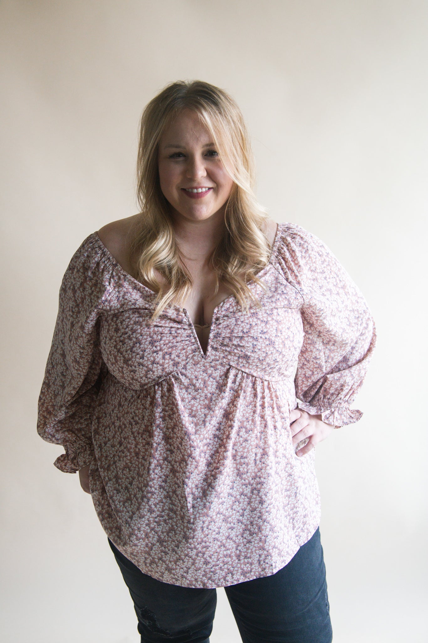 Floral Split Neck Blouse