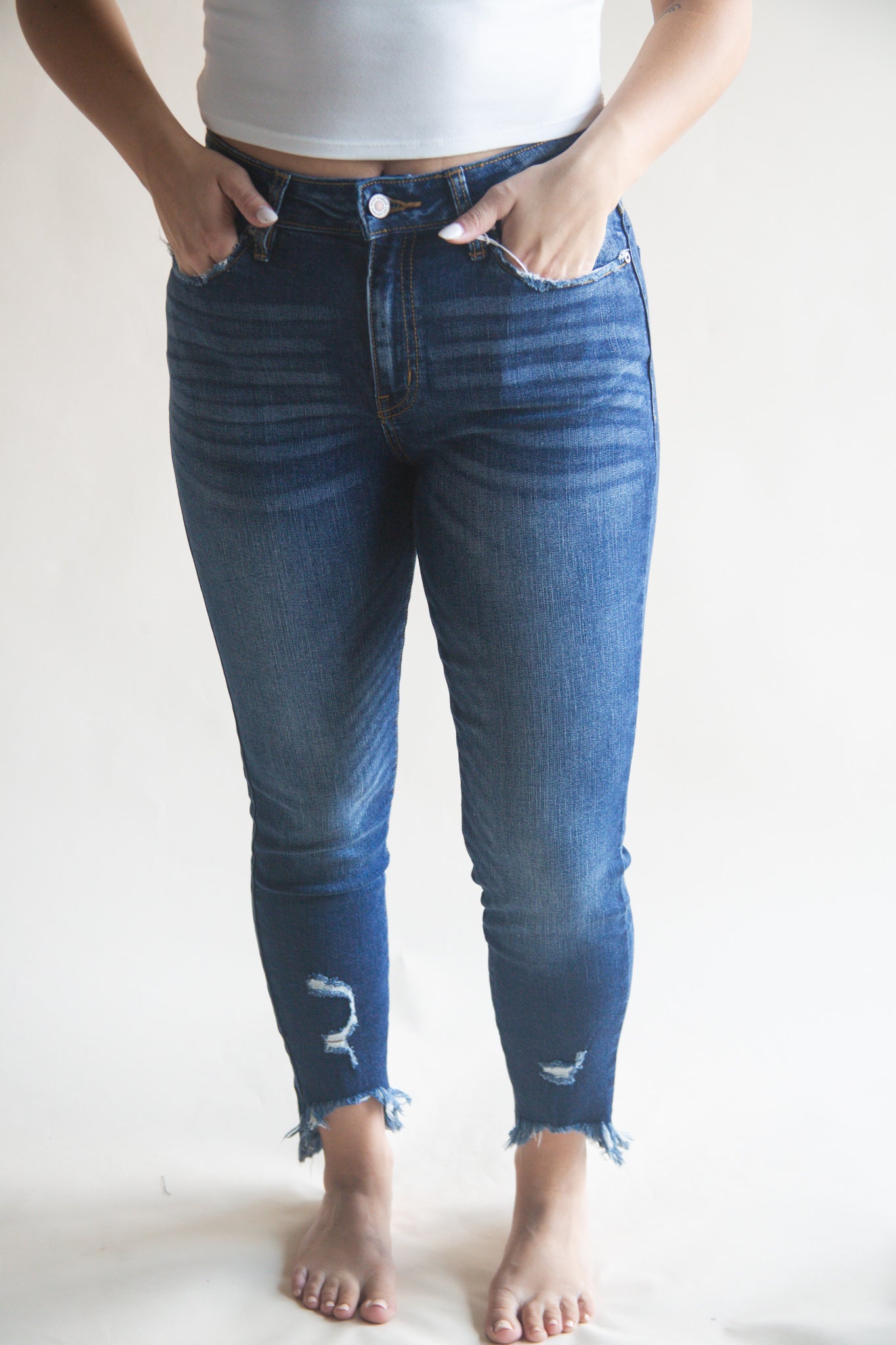 High Rise Ankle Skinny Jeans