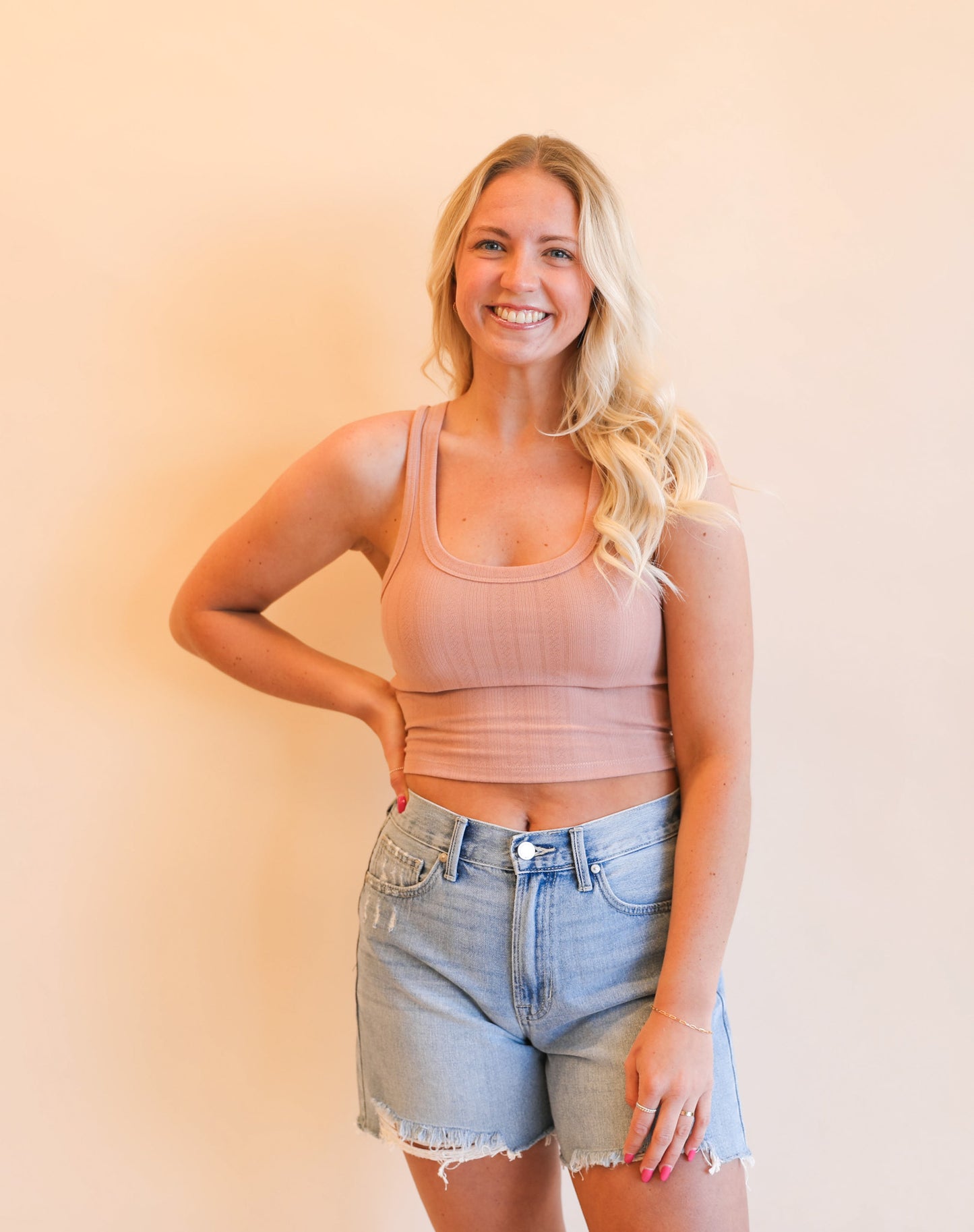 Pointelle Scoop Rose Tank