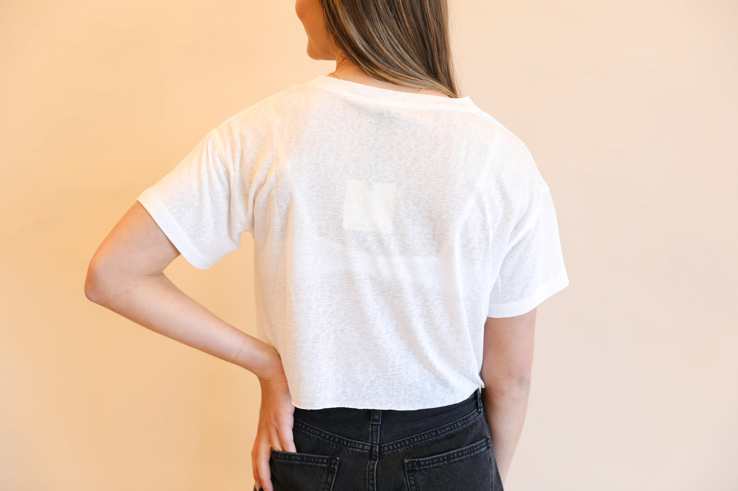 Cropped Raw Hem Tee (Multiple Colors)