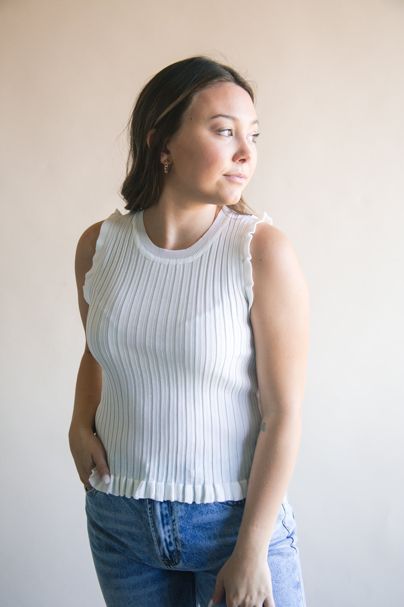 Sleeveless Frill Tank
