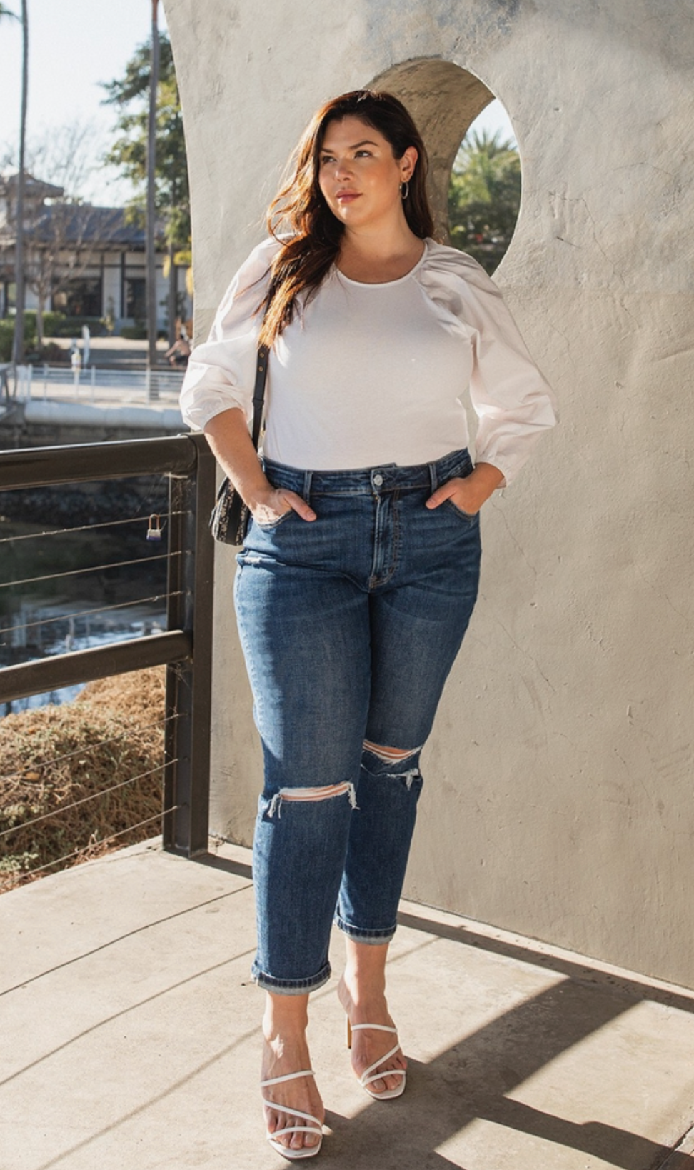 Distressed Stretch Mom Jean