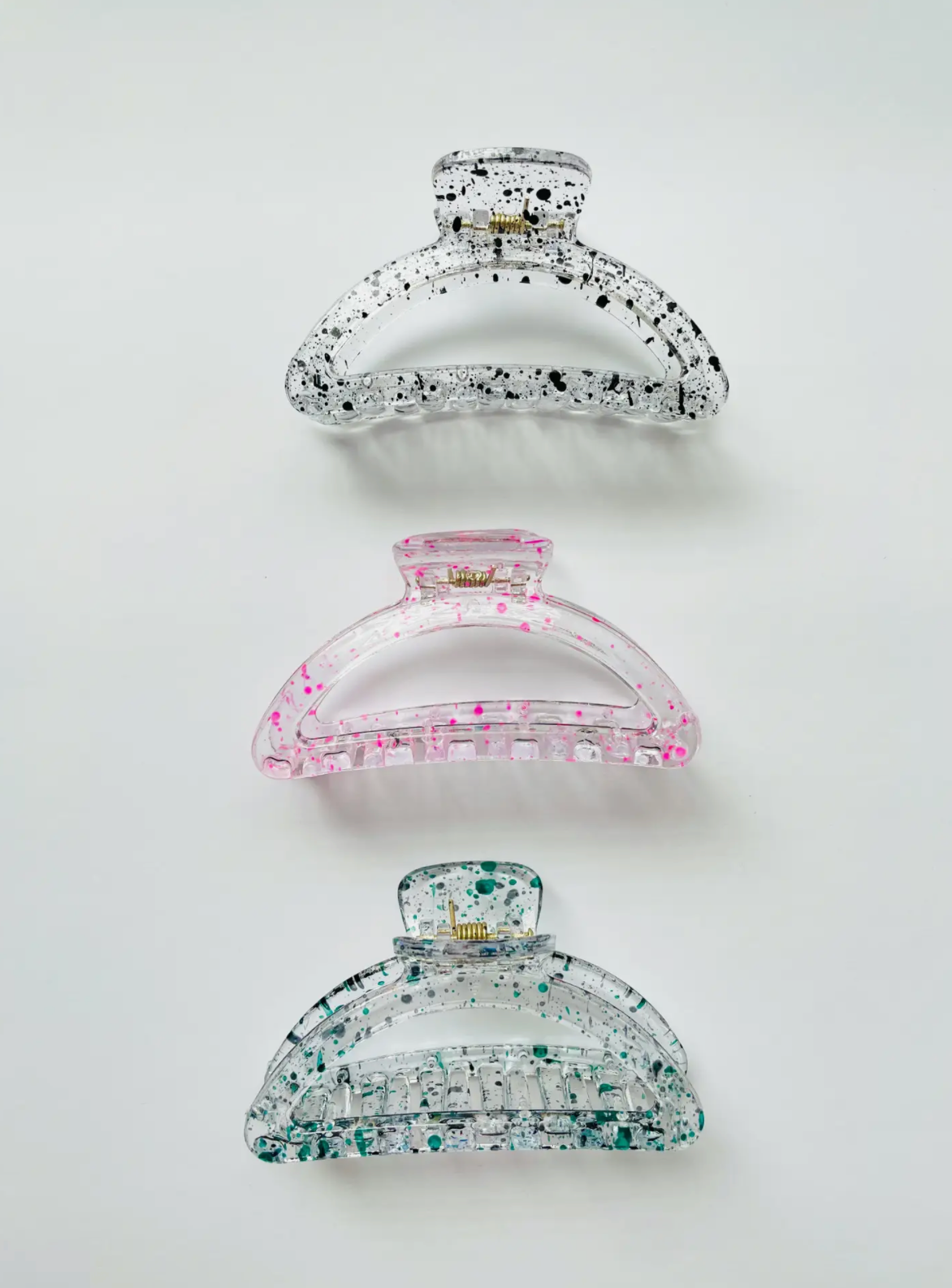 Clear Confetti Half Moon Claw Clip