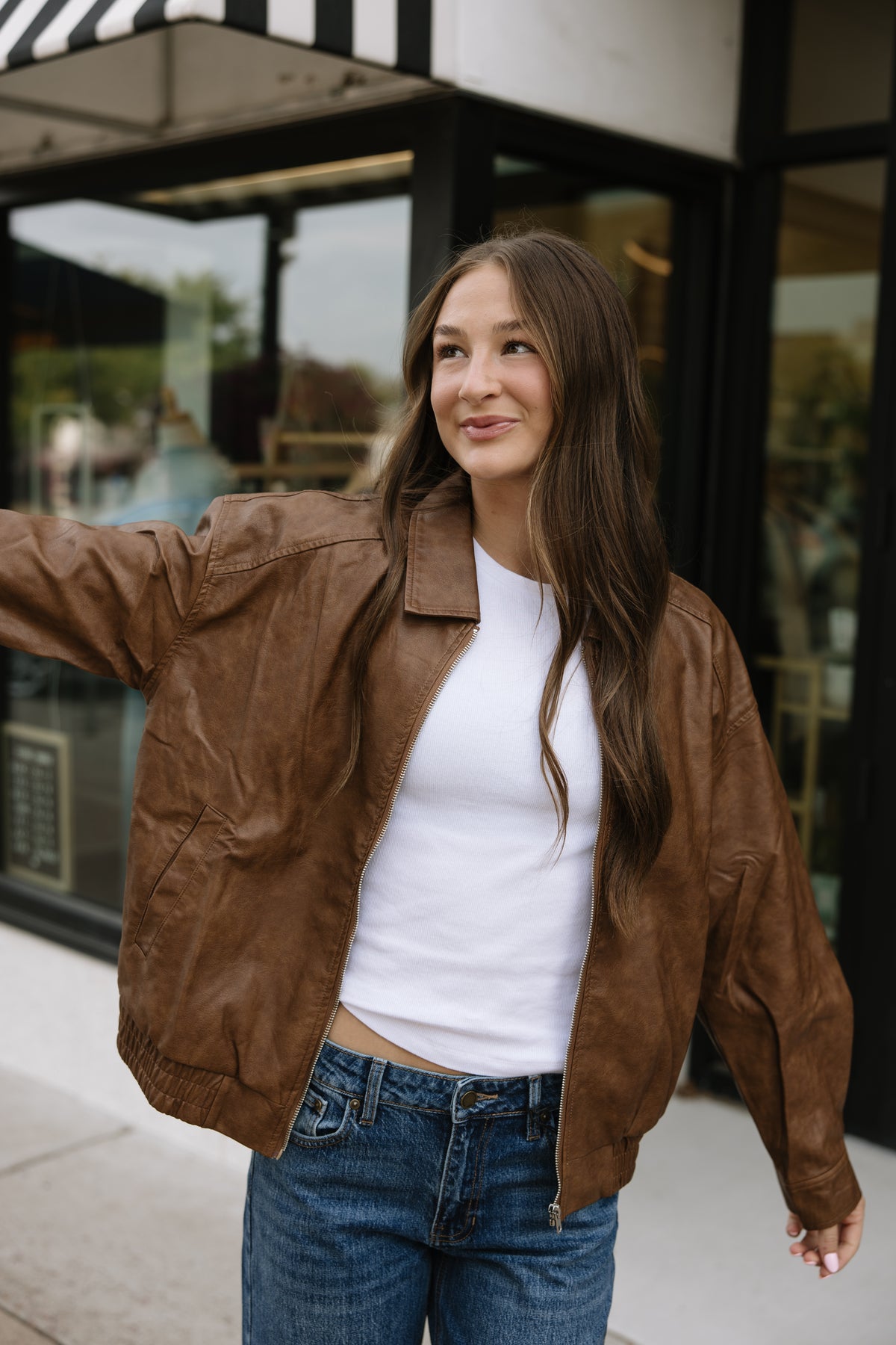 Camel Collared Leather Jacket