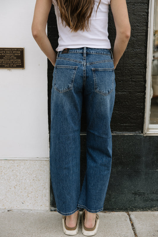 Slight Barrel Dark Denim Jeans