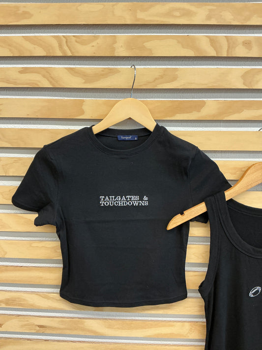 Tailgates & Touchdowns Embroidered Cropped Tee