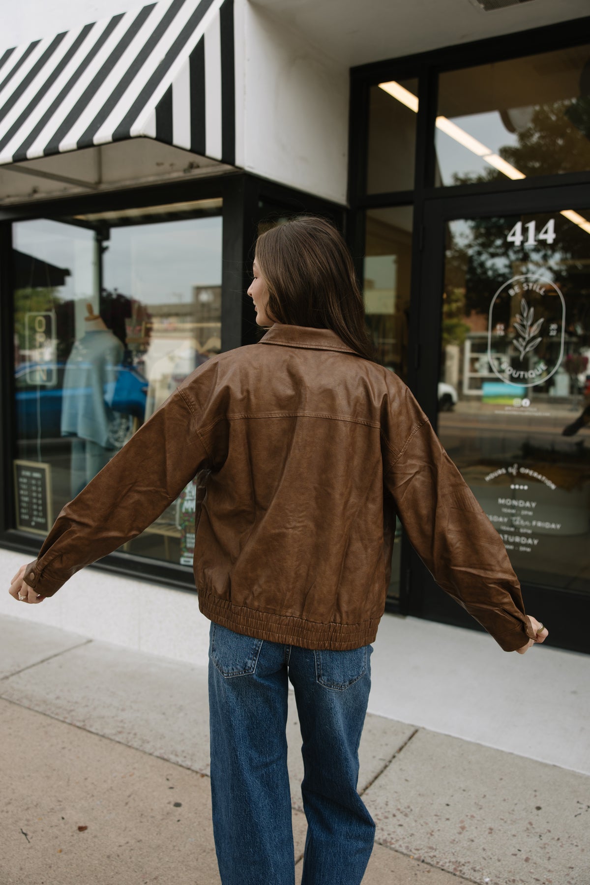 Camel Collared Leather Jacket