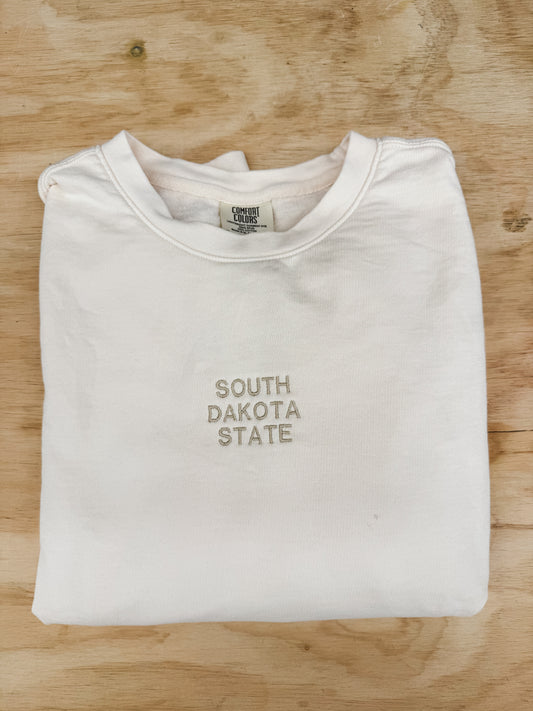 Neutral South Dakota State Embroidered Crewneck