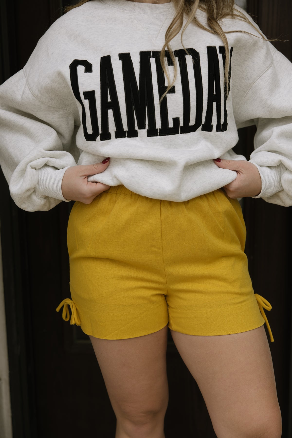 Yellow Elastic Waist Shorts