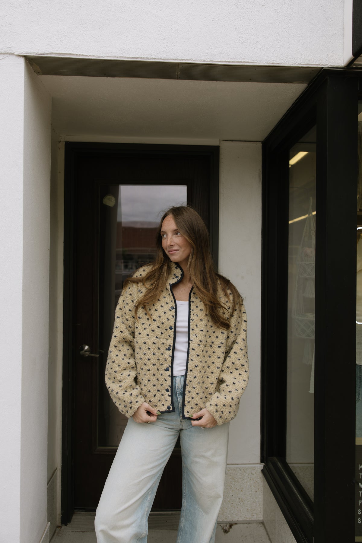 Taupe & Navy Fleece Jacket