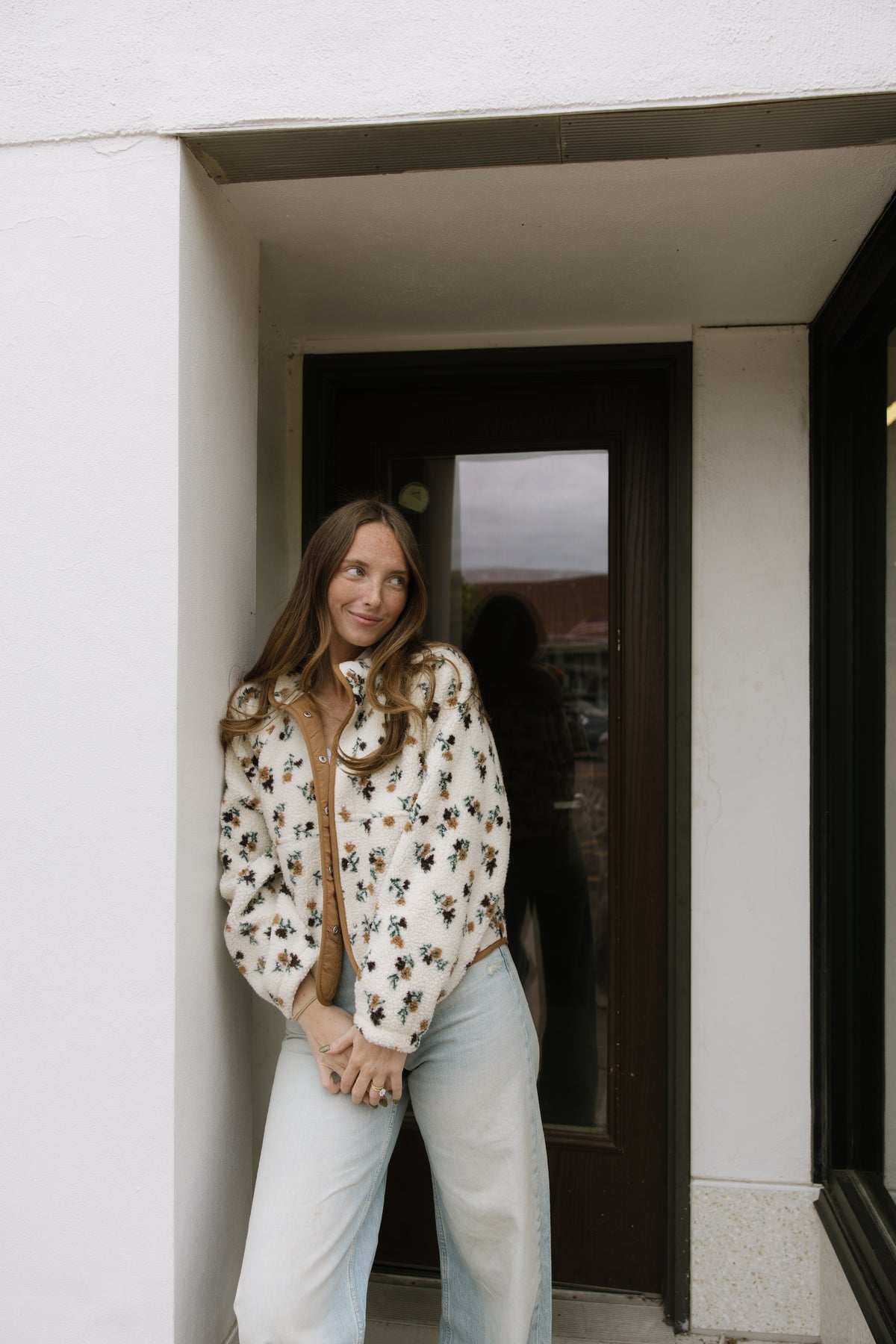 Khaki Floral Fleece Jacket