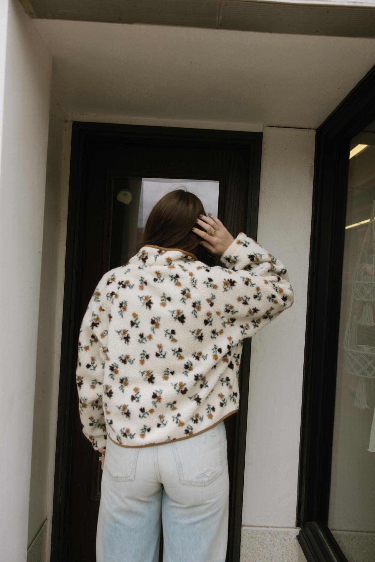 Khaki Floral Fleece Jacket