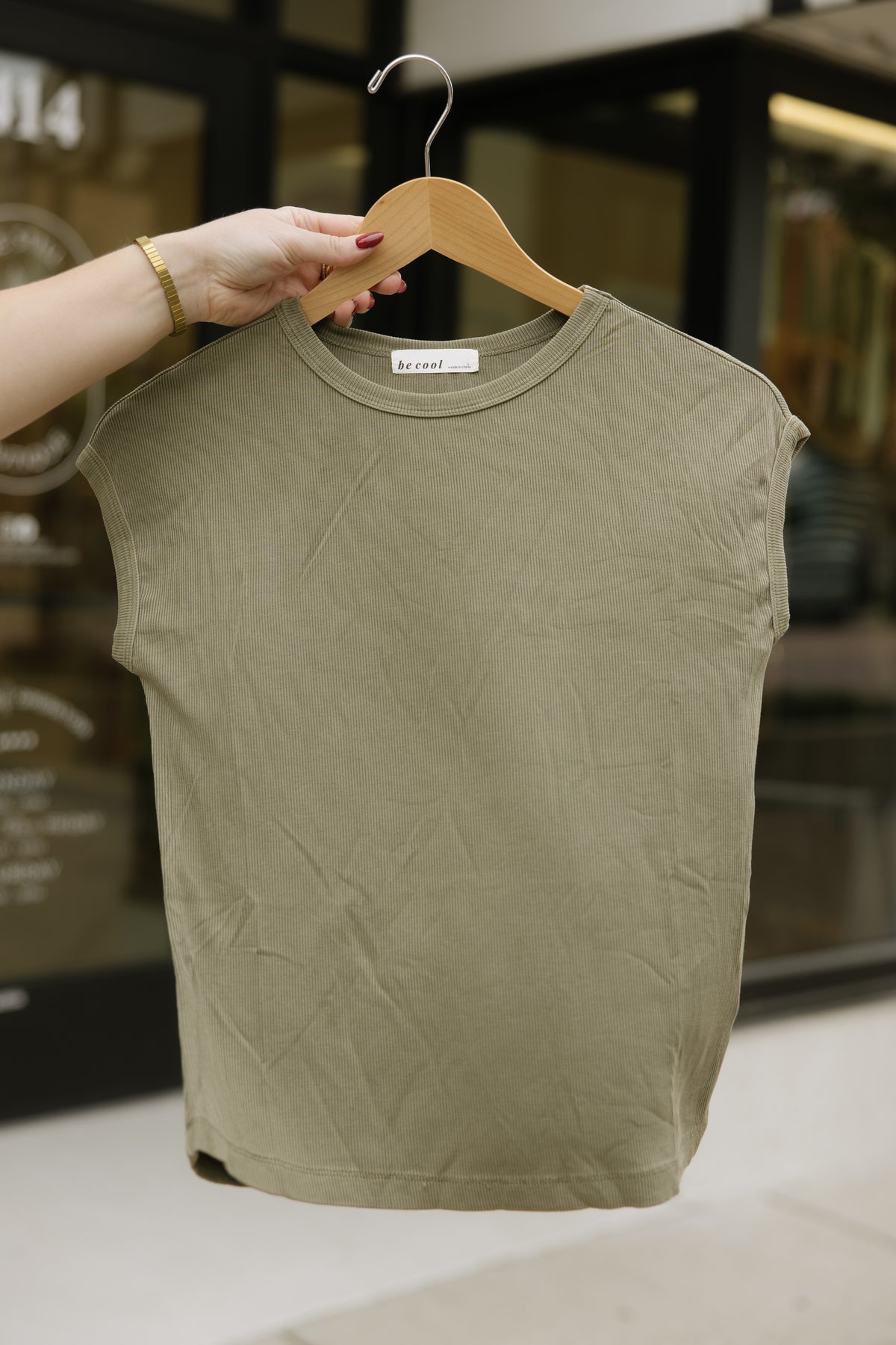 Ribbed Cap Sleeve Tee