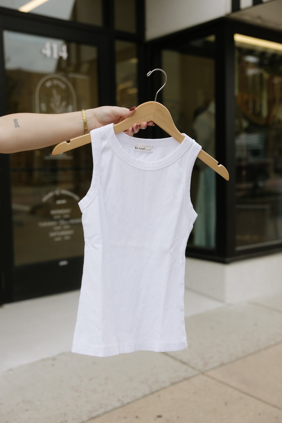 White Cotton Round Neck Tank