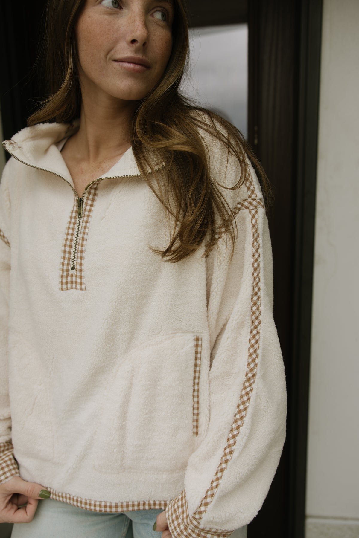Cottage Plaid Sherpa Pullover