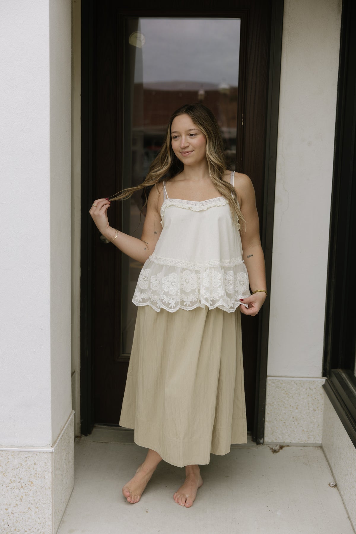 Ivory Lace Hem Tank