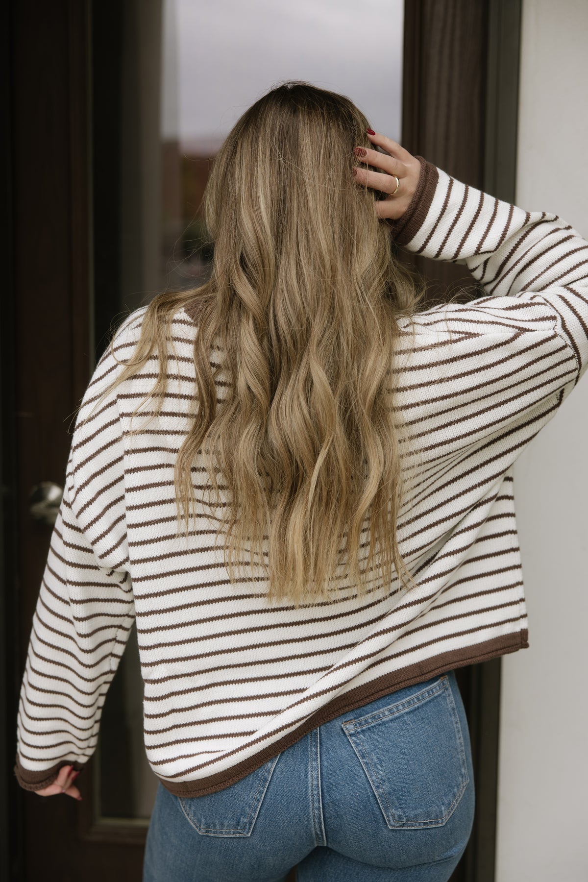 Brown Striped Knit Sweater