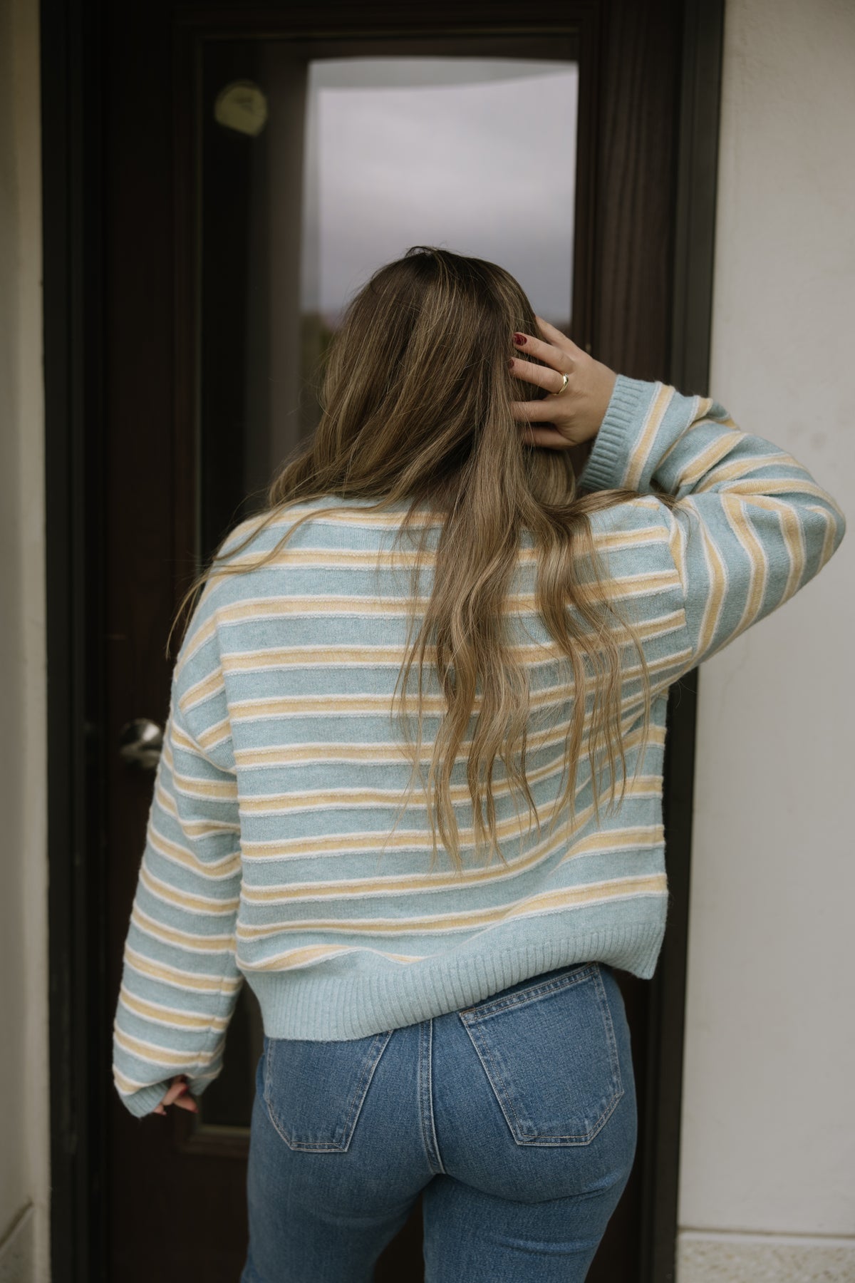 Blue & Yellow Button Up Cardigan