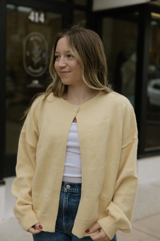 Yellow One Button Cardigan