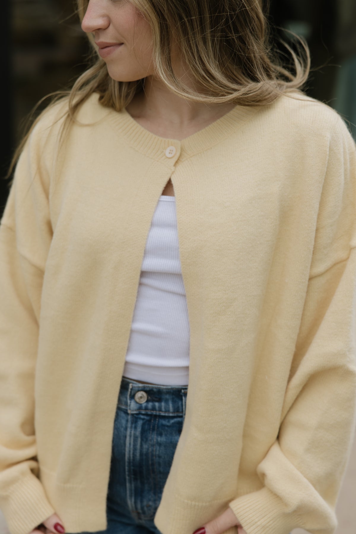 Yellow One Button Cardigan