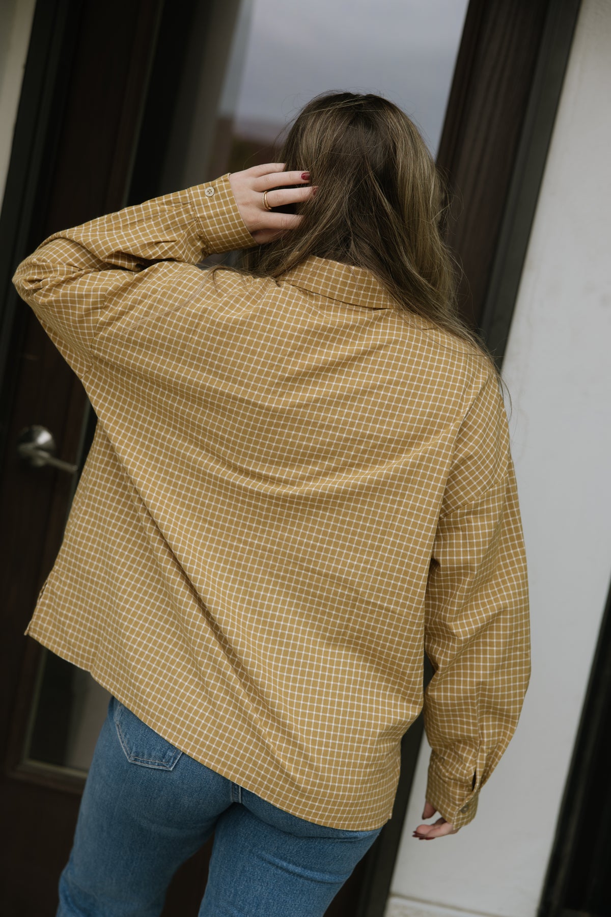 Yellow Grid Oversized Button Down