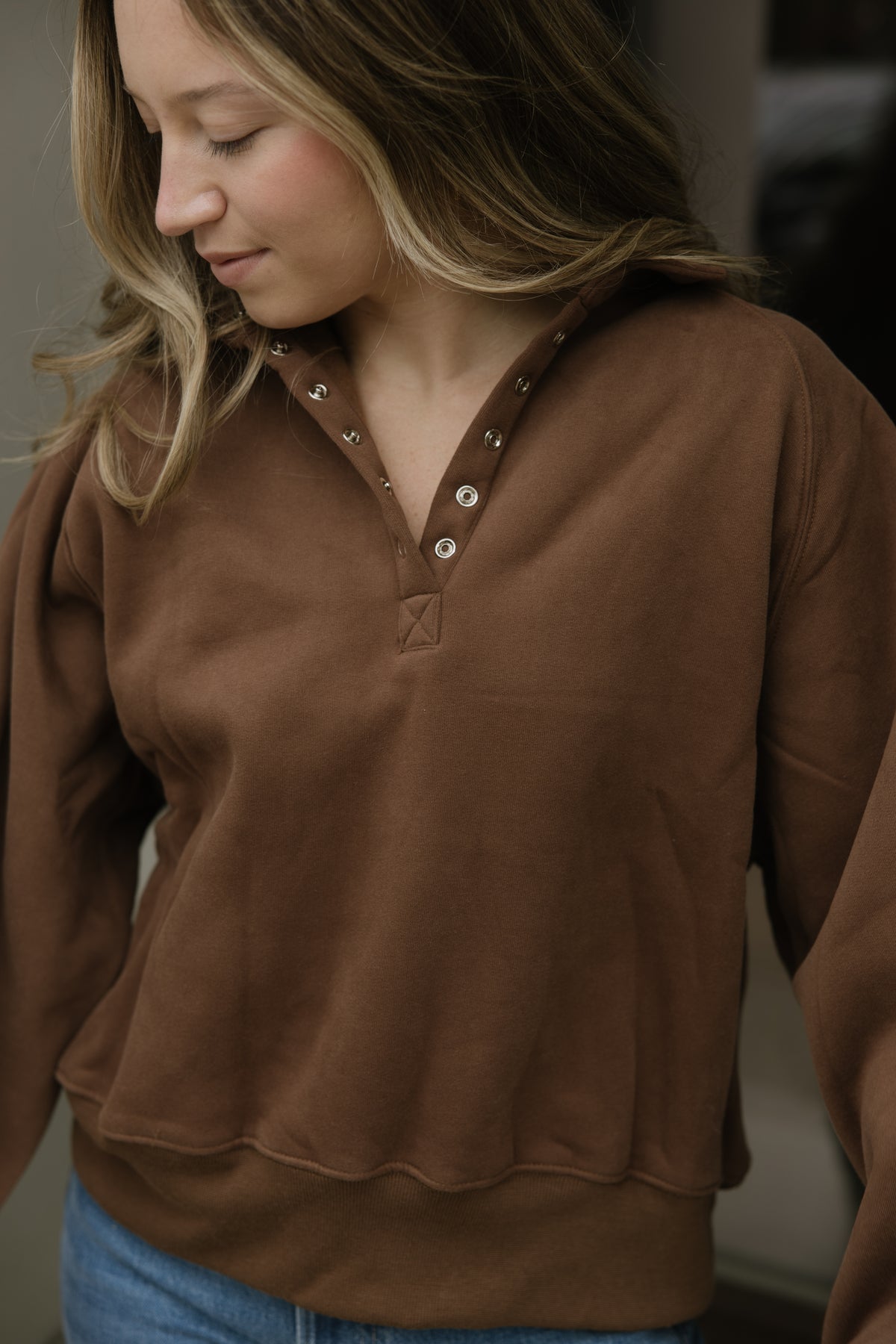 Chocolate Snap Button Pullover