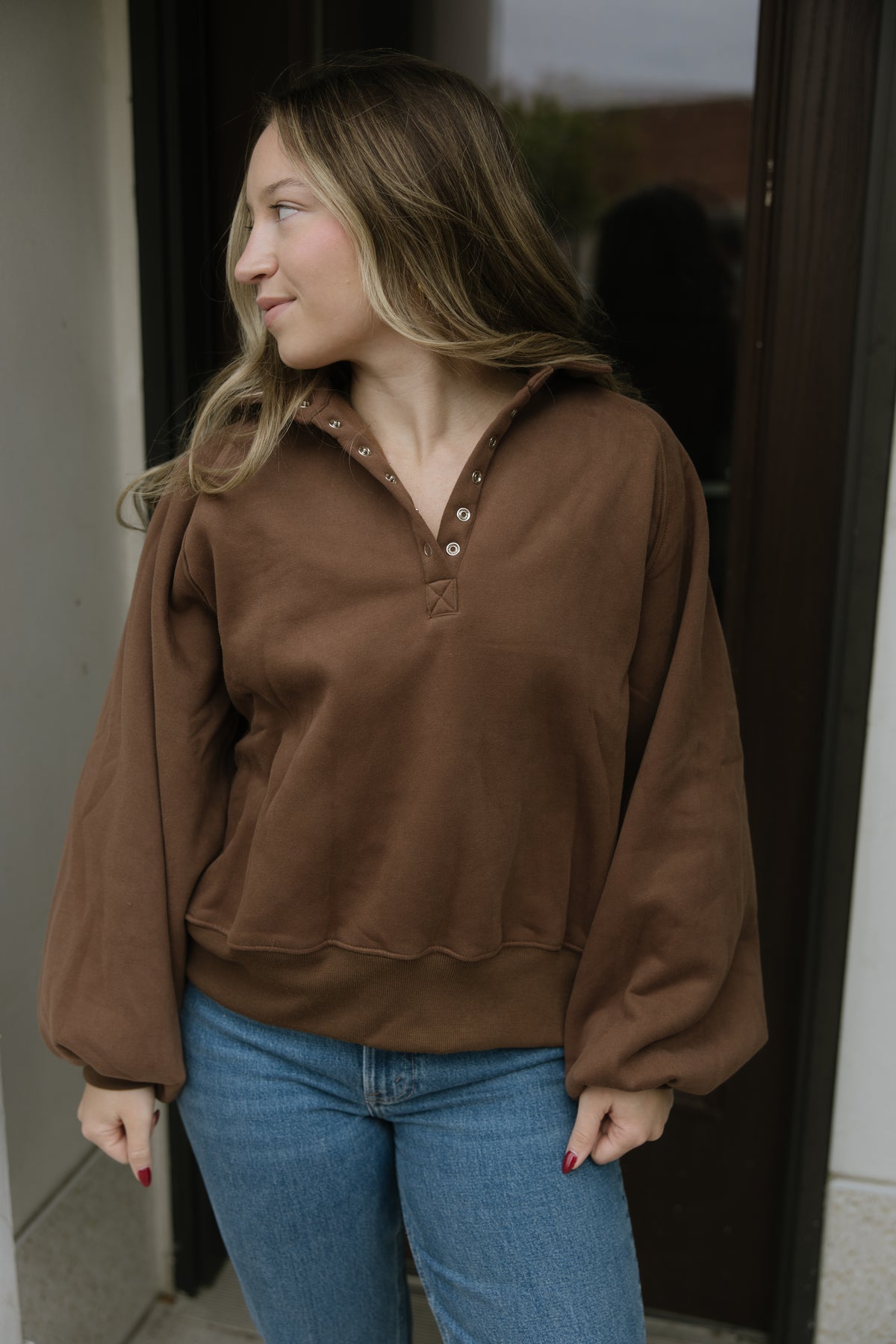 Chocolate Snap Button Pullover