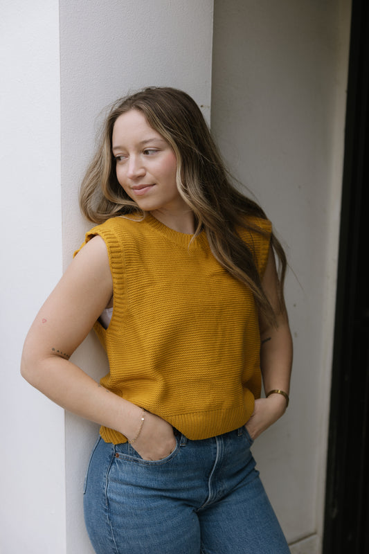 Yellow Tie Back Knitted Top