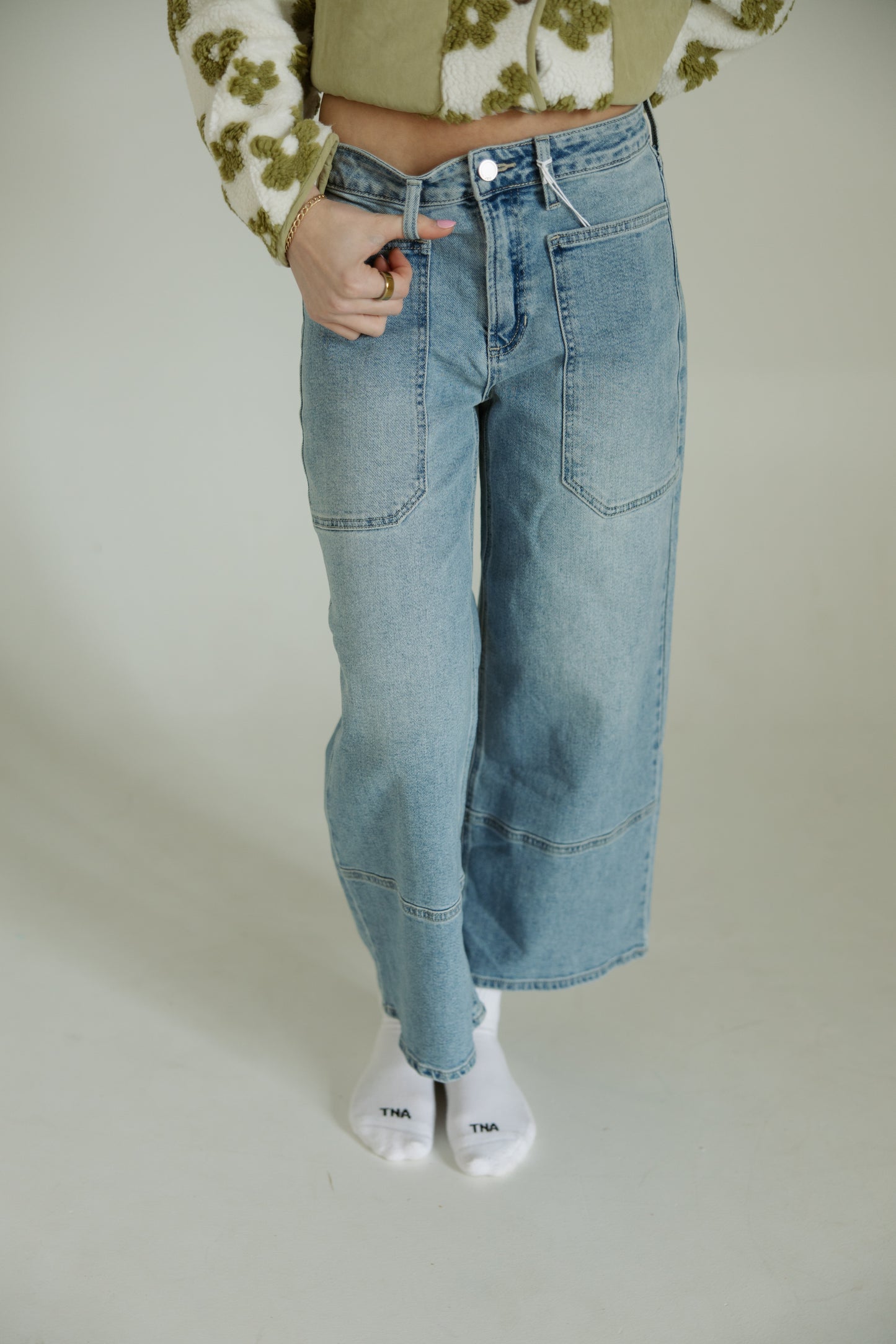 High Rise Cropped Wide Leg Jeans