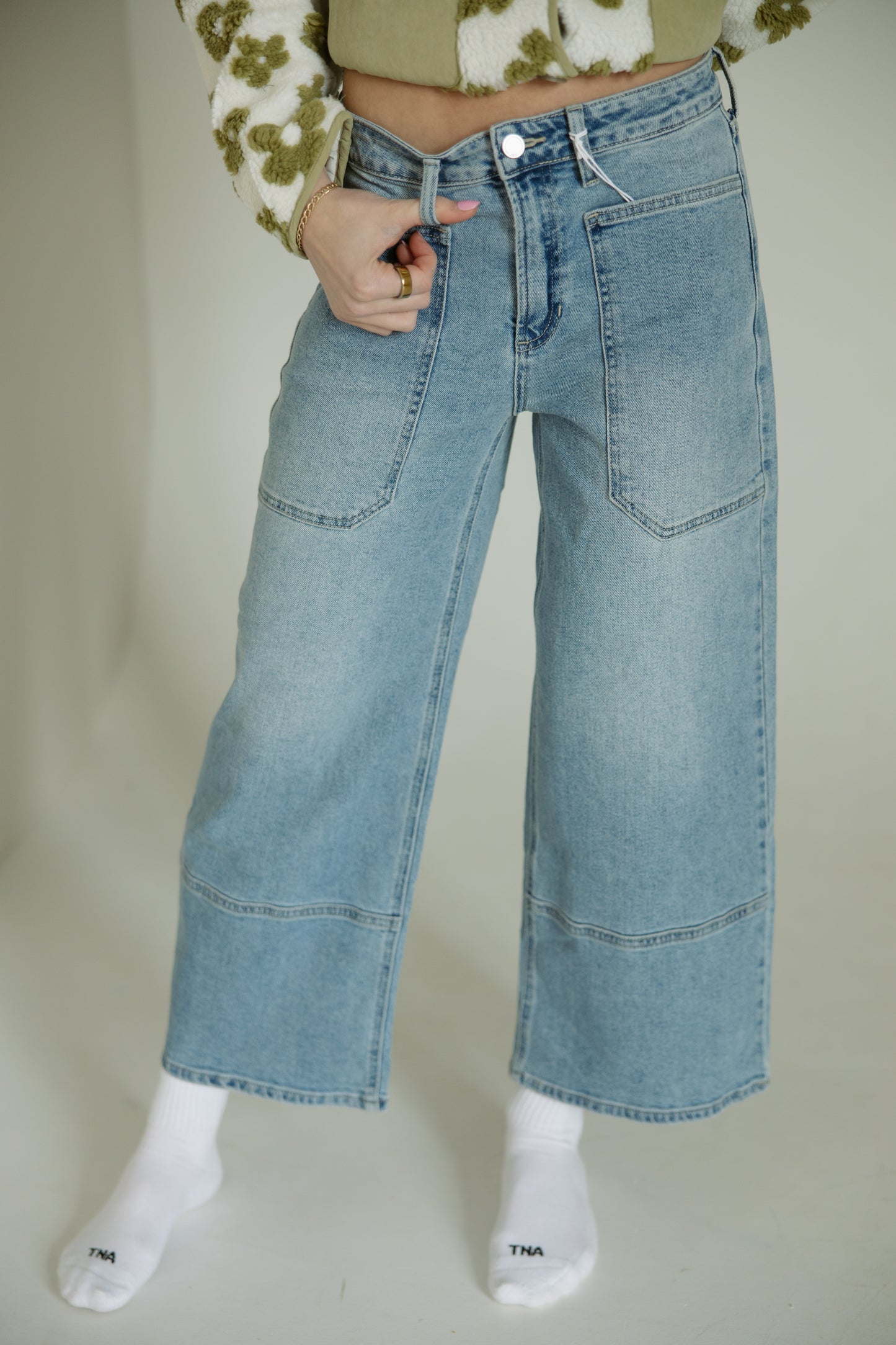 High Rise Cropped Wide Leg Jeans