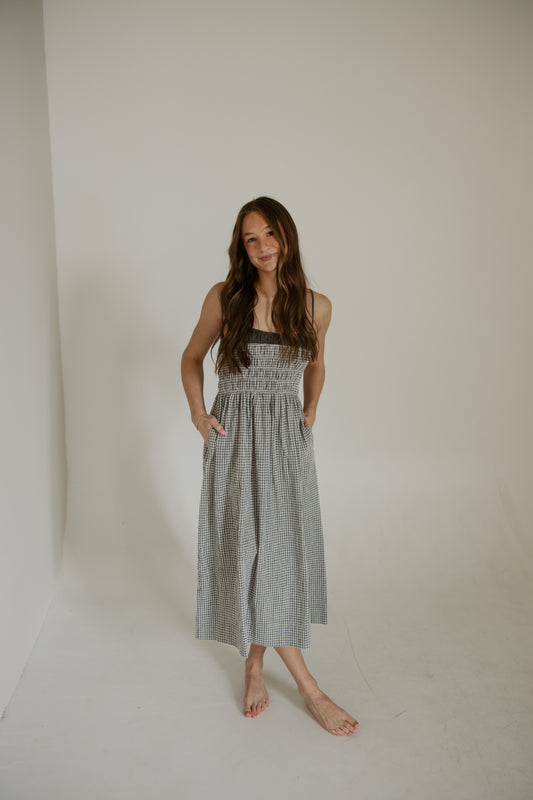 Stone Grey Gingham Dress