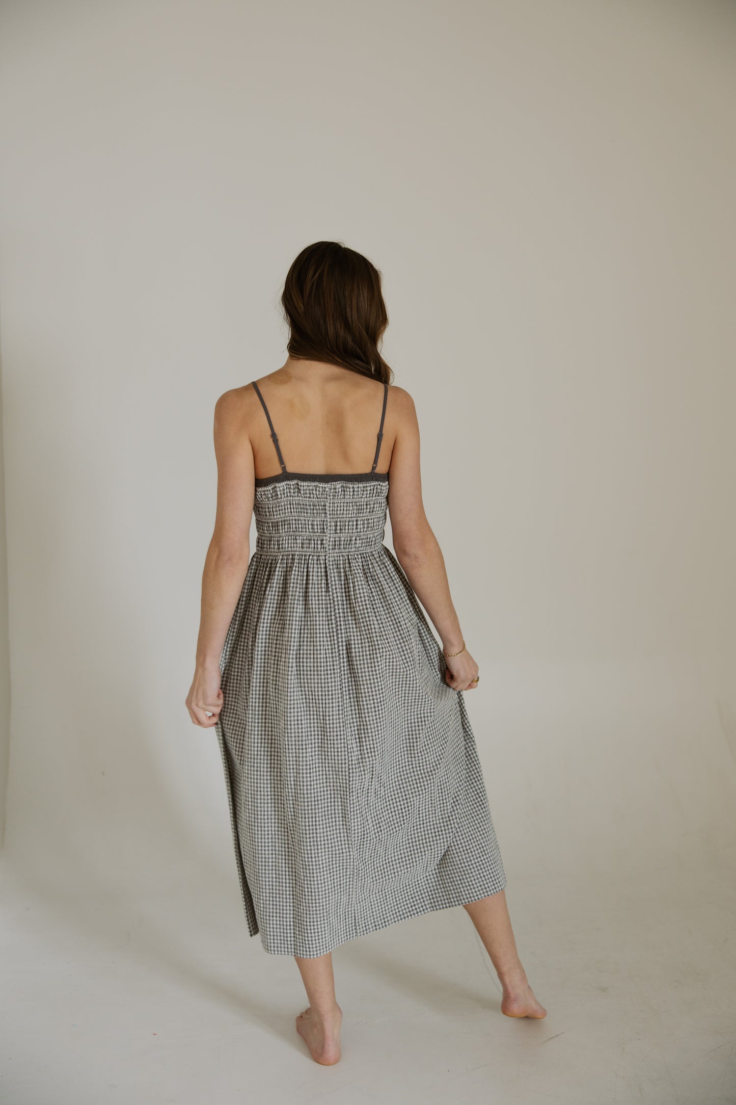 Stone Grey Gingham Dress