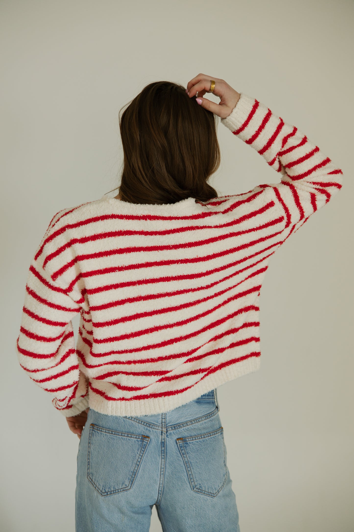 Red Fuzzy Stripe Sweater