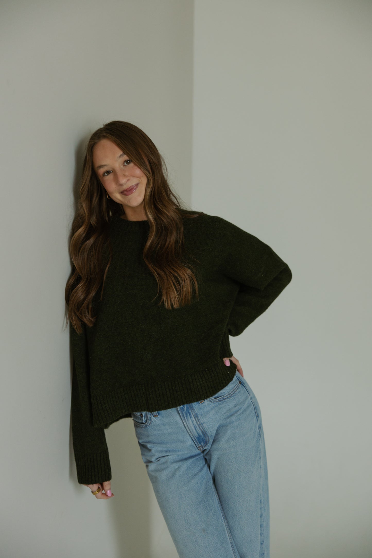 Soft Olive Tie Back Sweater